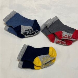 “Bundle 10/$13” Carter's 0-3M Infant baby boy Socks - Navy, Gray, Red, Yellow